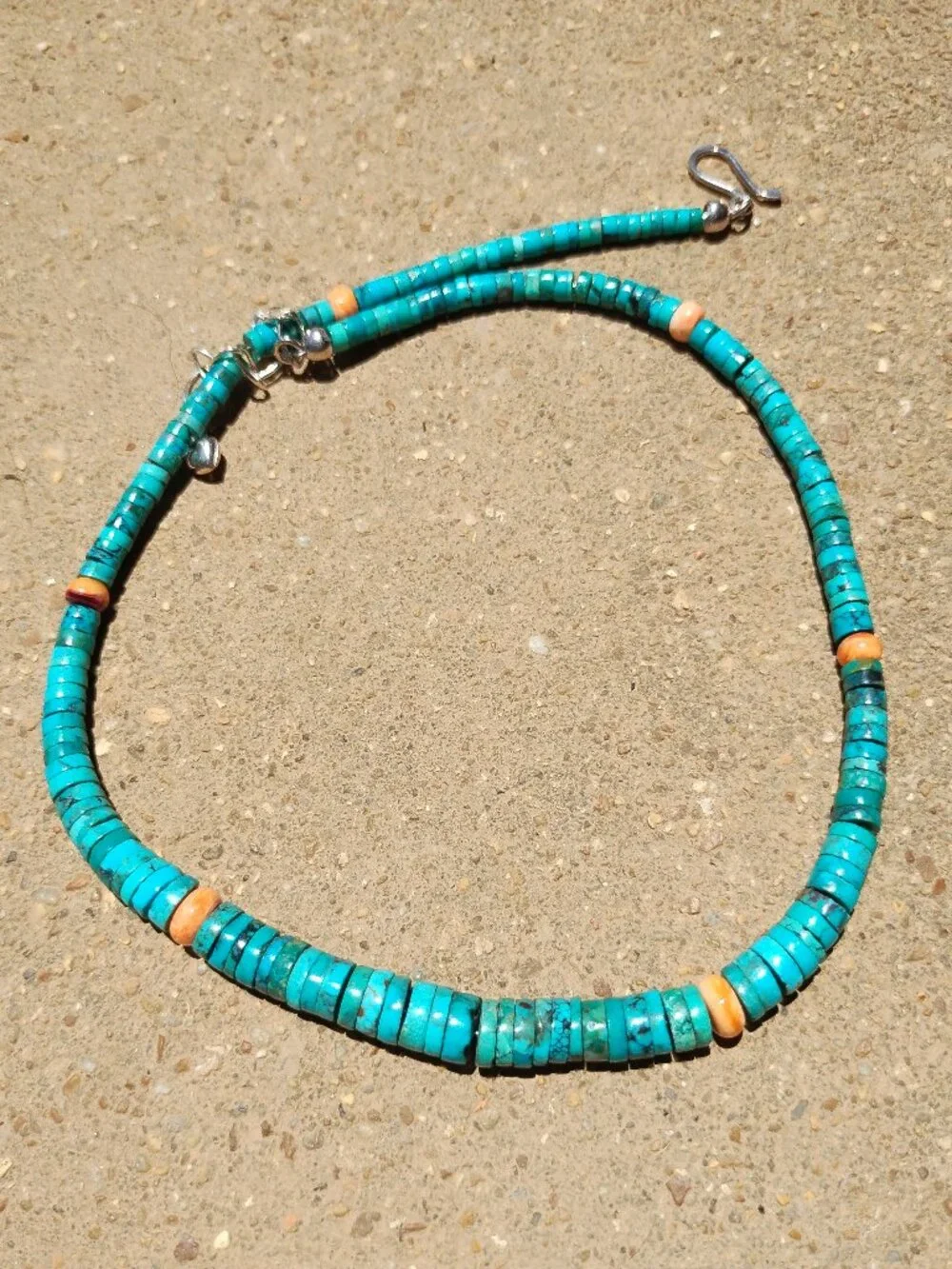 Jay King DTR Turquoise and spiny oyster necklace 925 Sterling Silver Southwester - Picture 4 of 12
